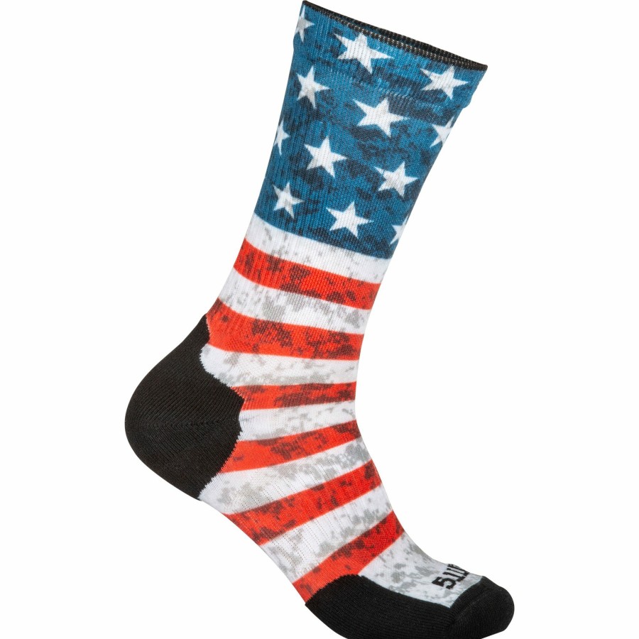 Footwear 5.11 Tactical Socks | Sock & Awe Crew American Flag Red