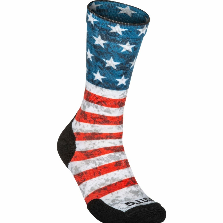 Footwear 5.11 Tactical Socks | Sock & Awe Crew American Flag Red