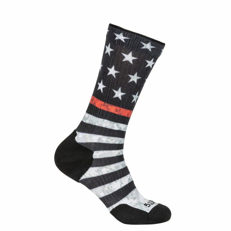 Footwear 5.11 Tactical Socks | Sock & Awe Thin Red Line Multi