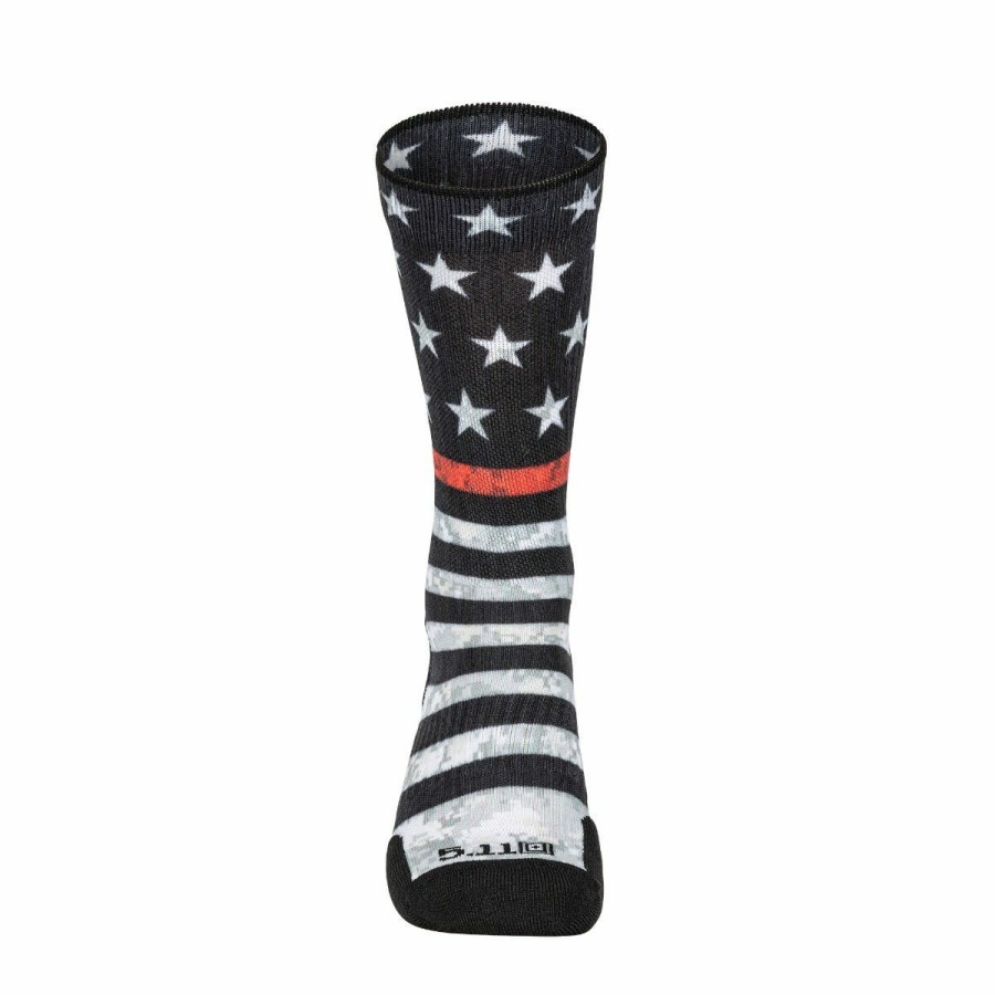 Footwear 5.11 Tactical Socks | Sock & Awe Thin Red Line Multi