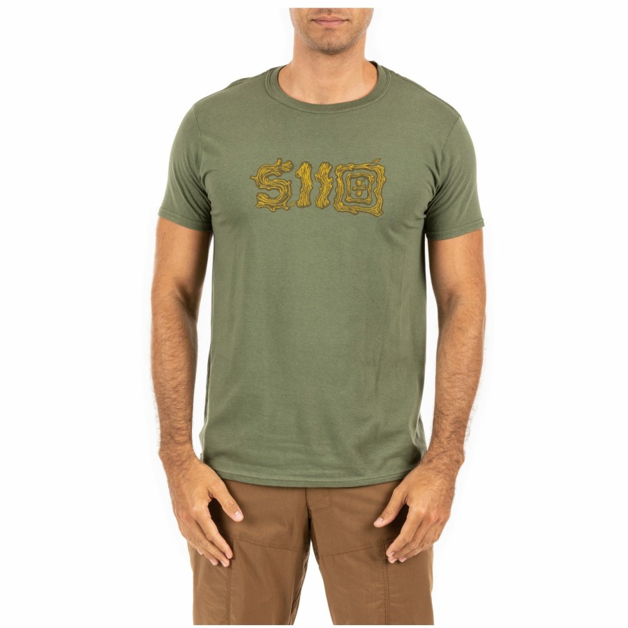 MEN'S 5.11 Tactical T-Shirts | Sticks And Stones Tee Military Green