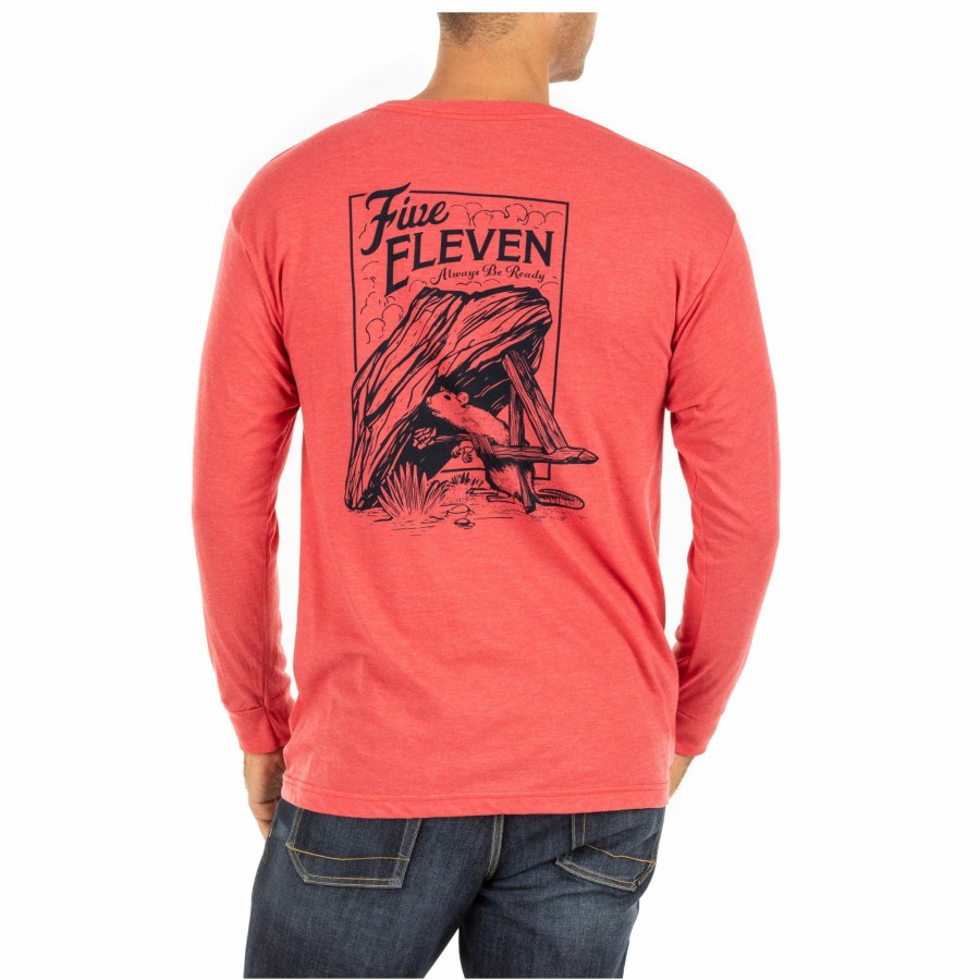 MEN'S 5.11 Tactical T-Shirts | Deadfall Long Sleeve Tee Red Heather