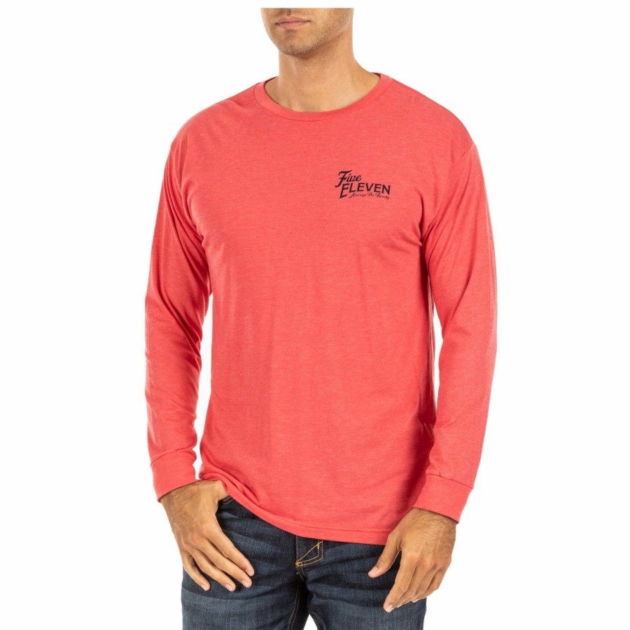 MEN'S 5.11 Tactical T-Shirts | Deadfall Long Sleeve Tee Red Heather