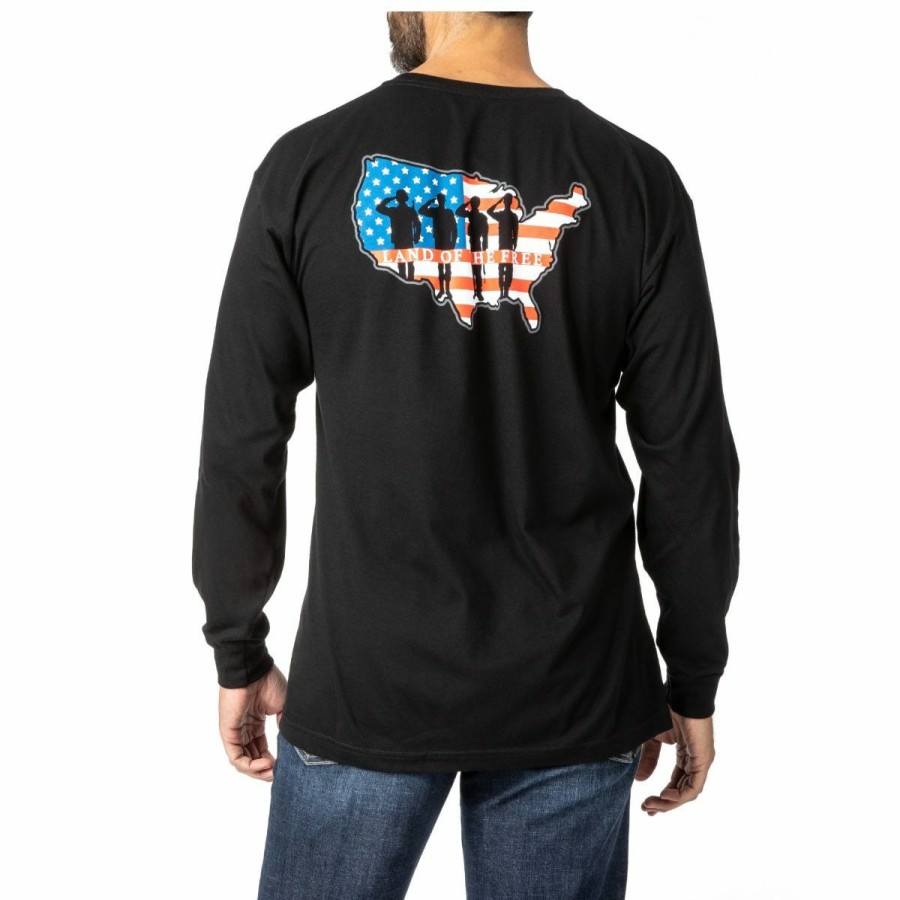 MEN'S 5.11 Tactical T-Shirts | Land Of The Free Long Sleeve Tee Black