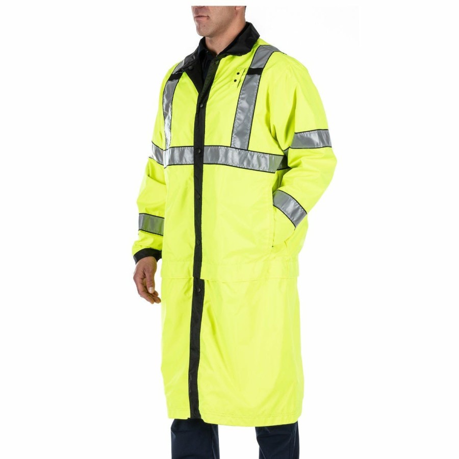 Professional 5.11 Tactical Uniforms | Reversible Hi-Vis Rain Coat Black