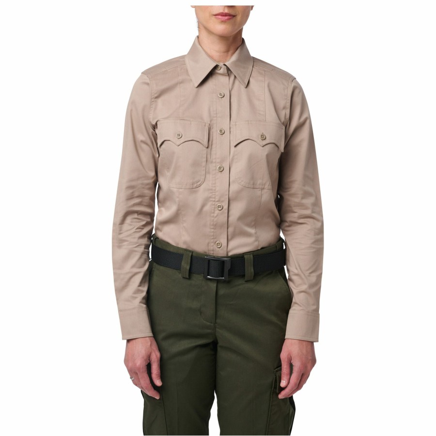 Professional 5.11 Tactical Uniform Shirts | Women'S 5.11 Stryke® Pdu® Twill Class A Long Sleeve Shirt Sheriff Tan