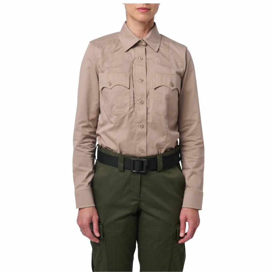 Professional 5.11 Tactical Uniform Shirts | Women'S 5.11 Stryke® Pdu® Twill Class B Long Sleeve Shirt Sheriff Tan