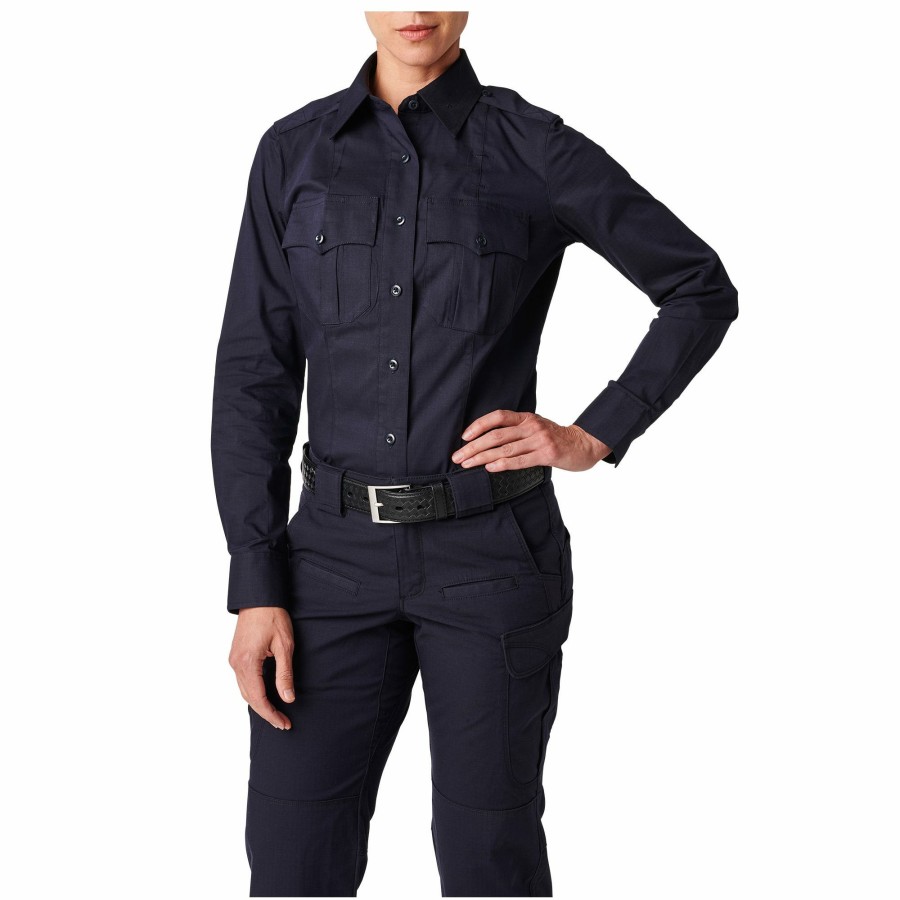 Professional 5.11 Tactical Uniforms | Womens Nypd Stryke Ripstop Long Sleeve Shirt Nypd Navy