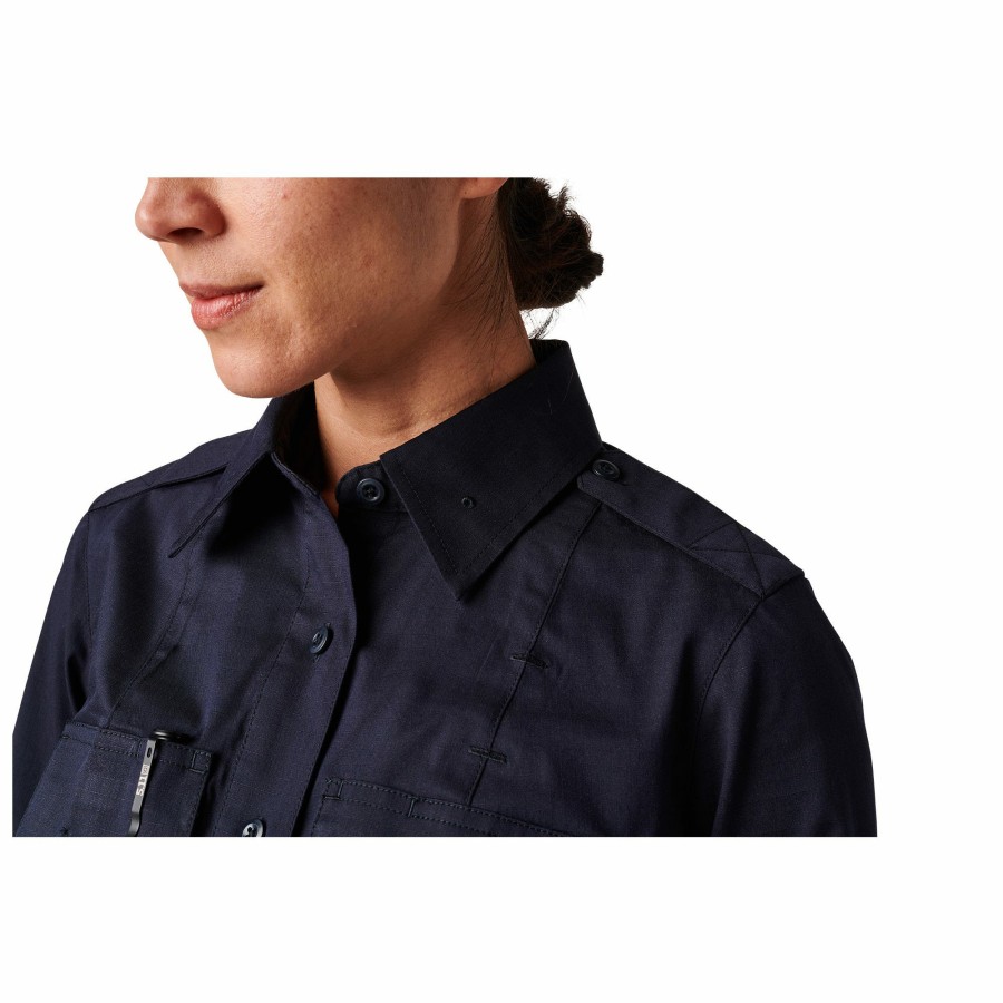 Professional 5.11 Tactical Uniforms | Womens Nypd Stryke Ripstop Long Sleeve Shirt Nypd Navy