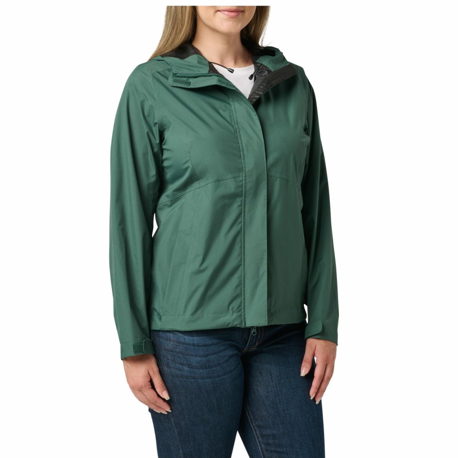 WOMEN'S 5.11 Tactical Jackets & Vests | Women'S Adventure 2.5L Rain Shell Trekking Green