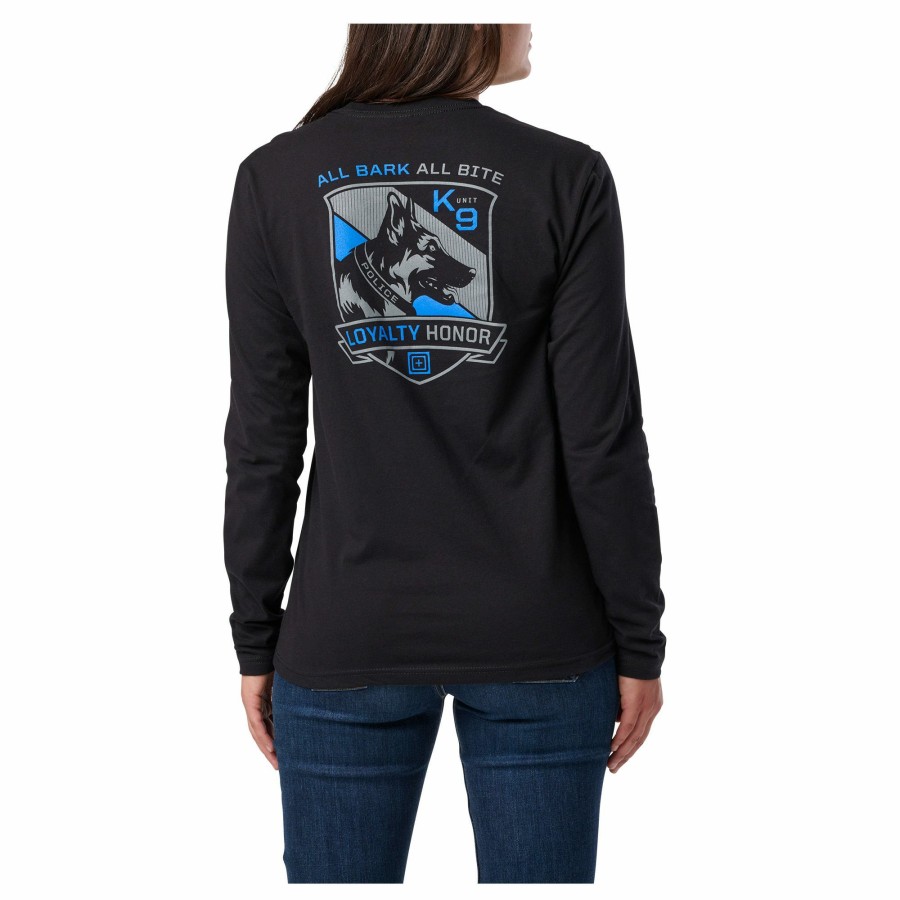 Accessories 5.11 Tactical Tees & Tanks | Women'S All Bark Bite Long Sleeve Tee Black