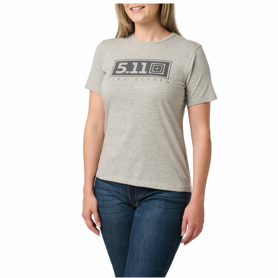 WOMEN'S 5.11 Tactical Tees & Tanks | Women'S 5.11® Logo Rectangle Tee Heather Gray