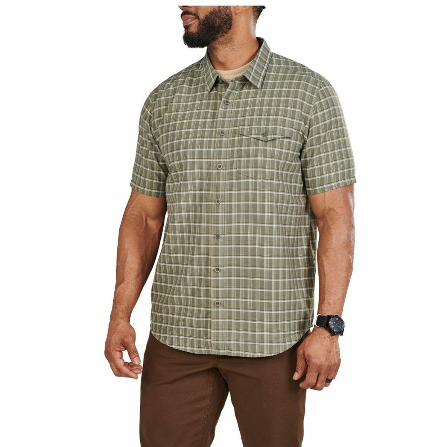 MEN'S 5.11 Tactical Button Ups | Aiden Short Sleeve Plaid Shirt