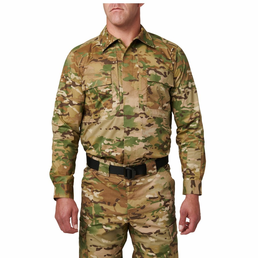 Professional 5.11 Tactical Uniform Shirts | Flex-Tac® Tdu® ® Ripstop Long Sleeve Shirt Multicam