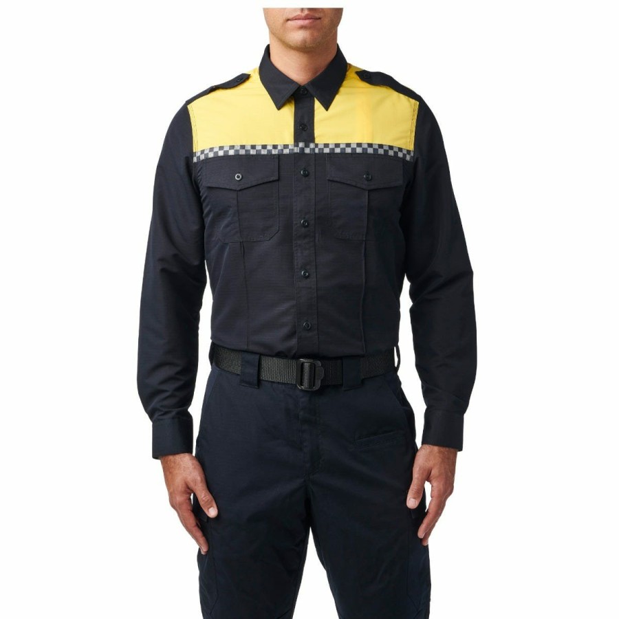 MEN'S 5.11 Tactical Button Ups | Fast-Tac® Uniform Long Sleeve Shirt Midnight Navy