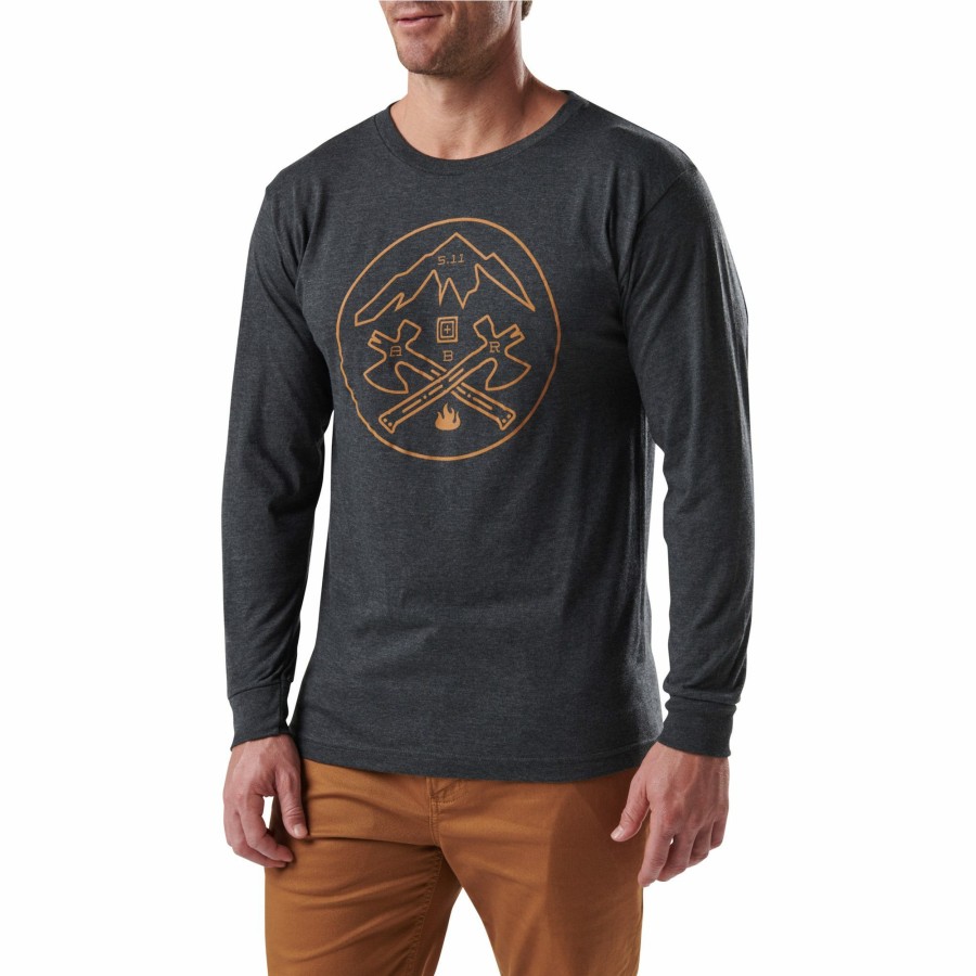 MEN'S 5.11 Tactical T-Shirts | Axe Mountain Long Sleeve Tee Charcoal Heather