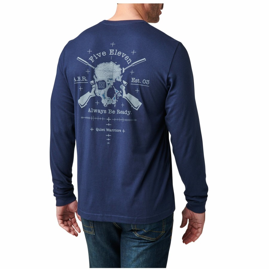 MEN'S 5.11 Tactical T-Shirts | Quiet Warrior Long Sleeve Tee Pacific Navy