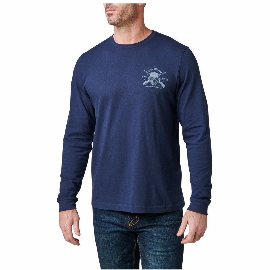 MEN'S 5.11 Tactical T-Shirts | Quiet Warrior Long Sleeve Tee Pacific Navy