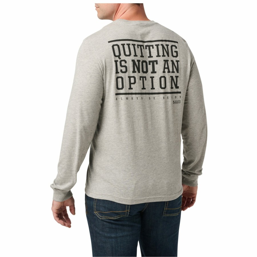 MEN'S 5.11 Tactical T-Shirts | Quitting Is Not An Option Long Sleeve Tee Heather Gray