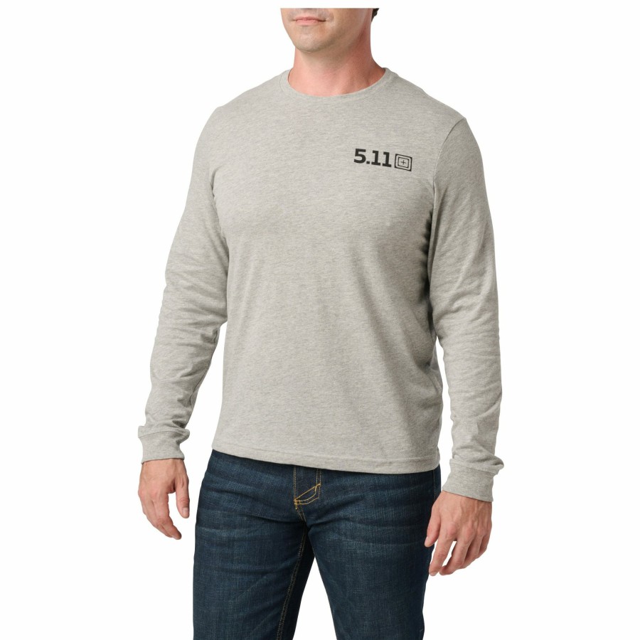 MEN'S 5.11 Tactical T-Shirts | Quitting Is Not An Option Long Sleeve Tee Heather Gray