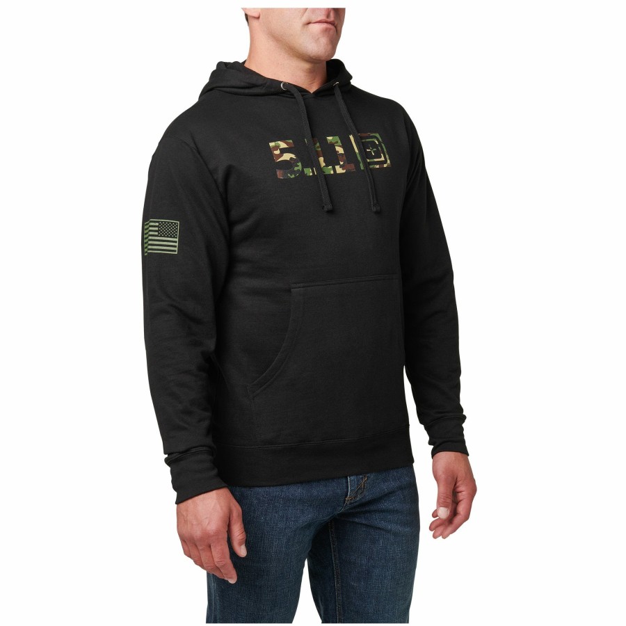 MEN'S 5.11 Tactical Pullovers & Hoodies | 5.11[+]® Woodland Camo Fill Hoodie Black