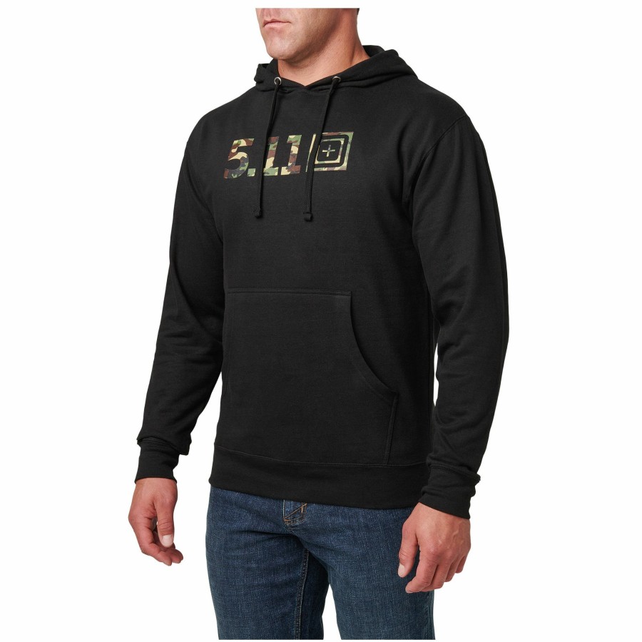 MEN'S 5.11 Tactical Pullovers & Hoodies | 5.11[+]® Woodland Camo Fill Hoodie Black