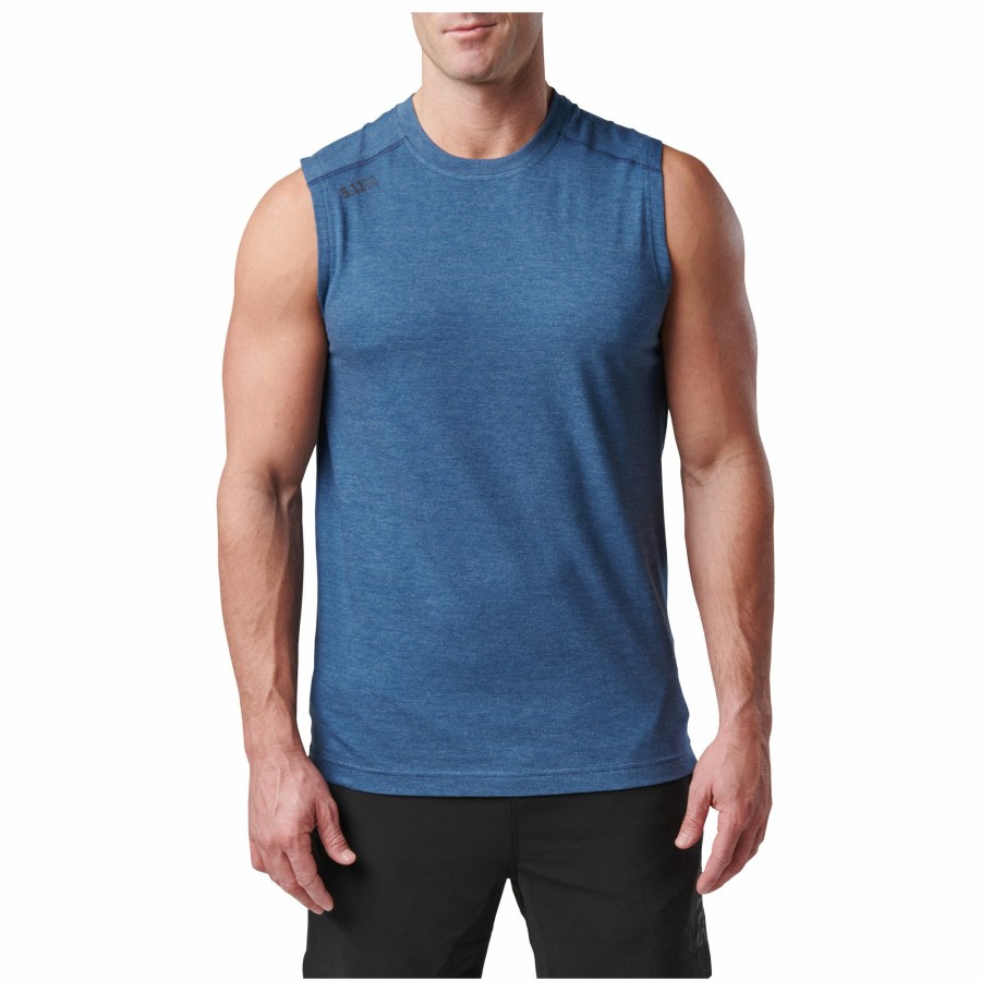 MEN'S 5.11 Tactical T-Shirts | Pt-R Sleeveless Top Ensign Blue Heather